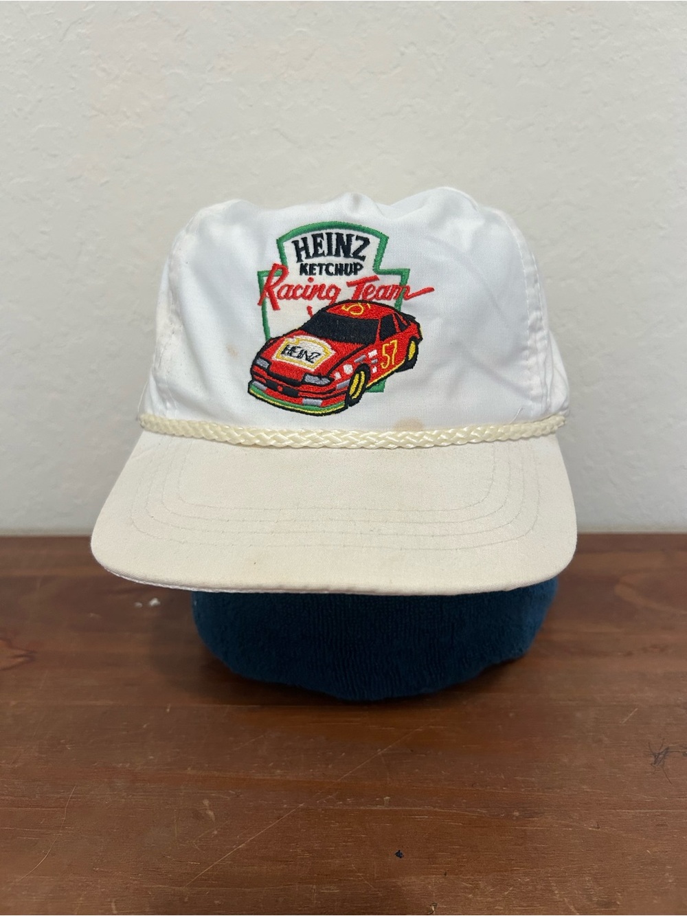 Vintage 90s Heinz Ketchup Racing Hat White Nascar Embroidered Trucker Cap Red